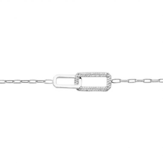 Bracelet Rectangles Zircones Argent massif rhodié 18cm