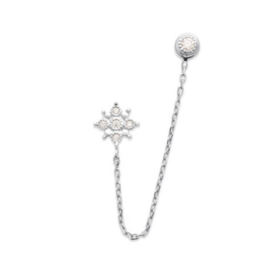 Boucle d'Oreille Piercing hélix Argent rhodié Zircones Vendue à l'unité