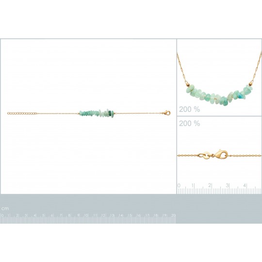 Bracelet Plaqué or 750/000 Quartzite VERT 18cm