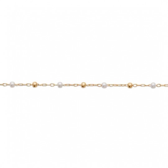 Bracelet Plaqué or 750/000 3 Microns Perles imitation 18cm