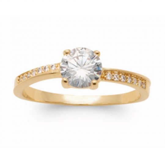 Bague solitaire Plaqué or 750/000 5 Microns Oxydes de zirconium