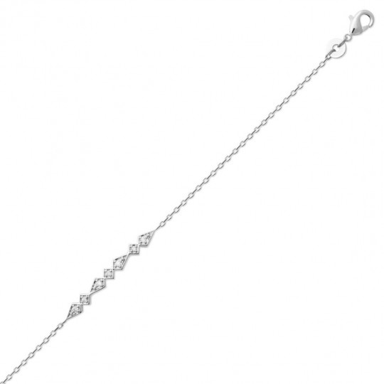 Bracelet Argent massif 925 rhodié Oxyde de zirconium 16cm 18cm