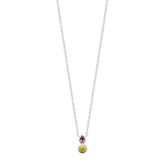 Collier Pierres brunes de synthèse Argent massif 925 rhodié 45cm