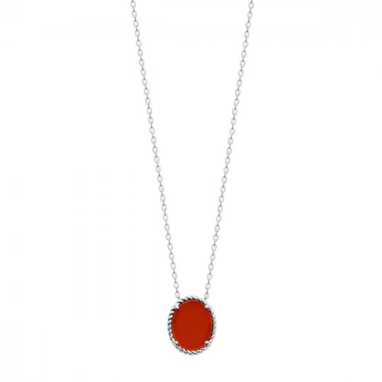 Collier Agate rouge Argent...
