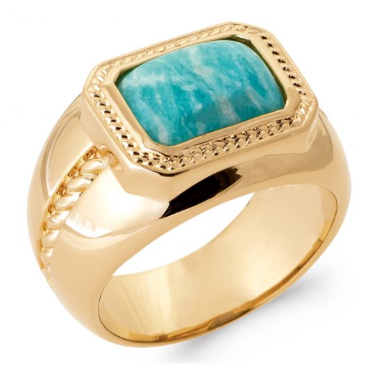 Bague Amazonite rectangulaire Plaqué or 750/000 5 Microns
