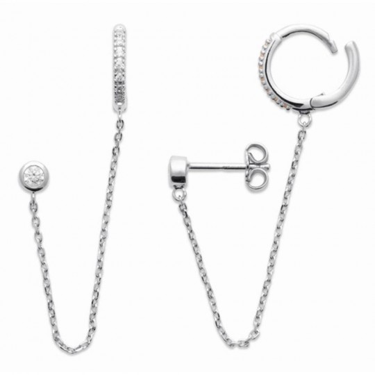 Chaîne d'oreille Piercing Hélix Argent rhodié Zircone Vendue à l'unité