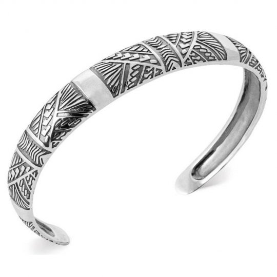 Jonc ouvert tribal Argent...