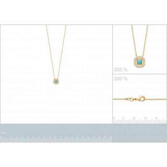 Collier Plaqué or Oxyde de zirconium Amazonite 45cm