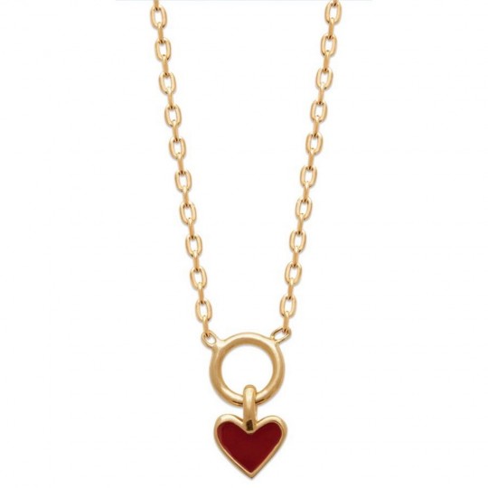 Collier Coeur Email Rouge...