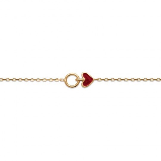 Bracelet Coeur Plaqué or 750/000 3 Microns Email 18cm