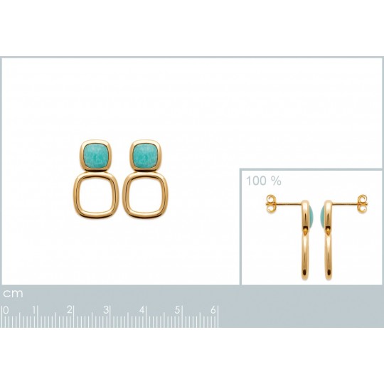 Boucles d'oreilles Plaqué or 750/000 Amazonite
