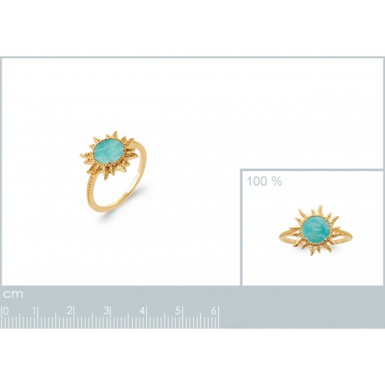 Bague Soleil Plaqué or 750/000 Amazonite