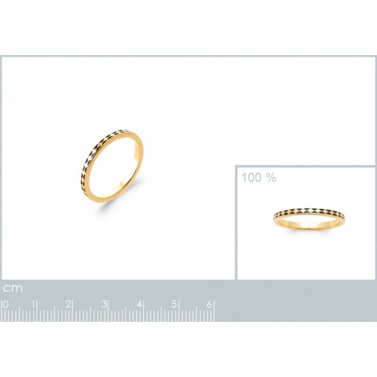 Bague Alliance Plaqué or 750/000 Email Motifs