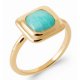 Bague fine, Chaton carré, Amazonite verte, Plaqué or 750/000