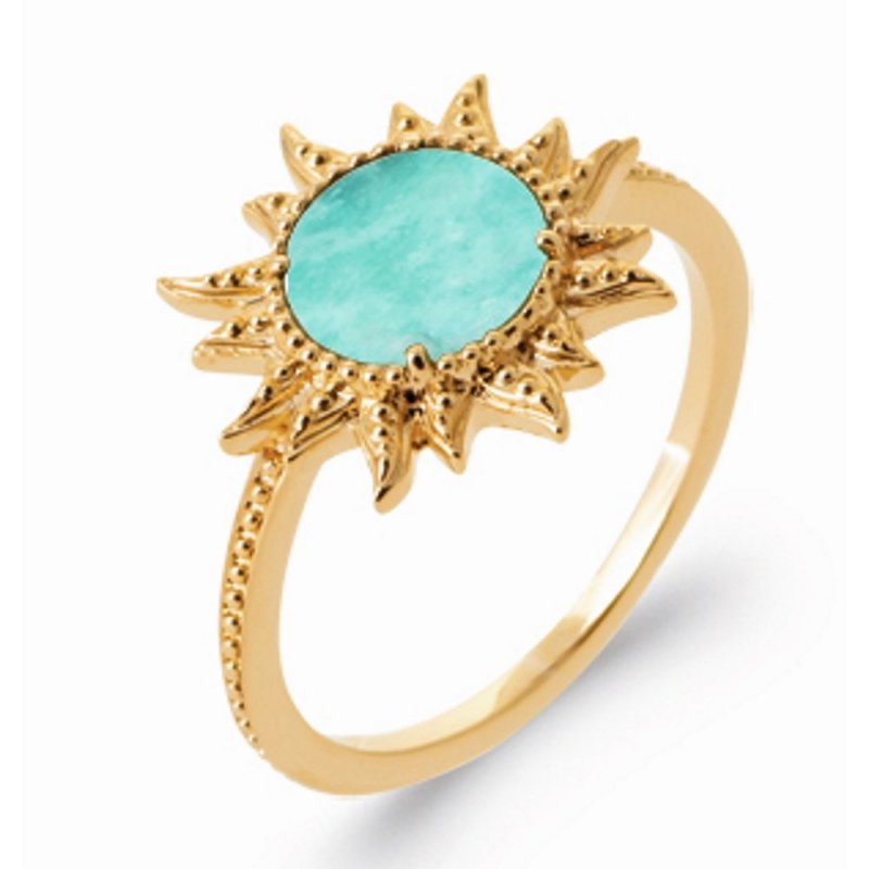 Bague Soleil Plaqué or 750/000 Amazonite