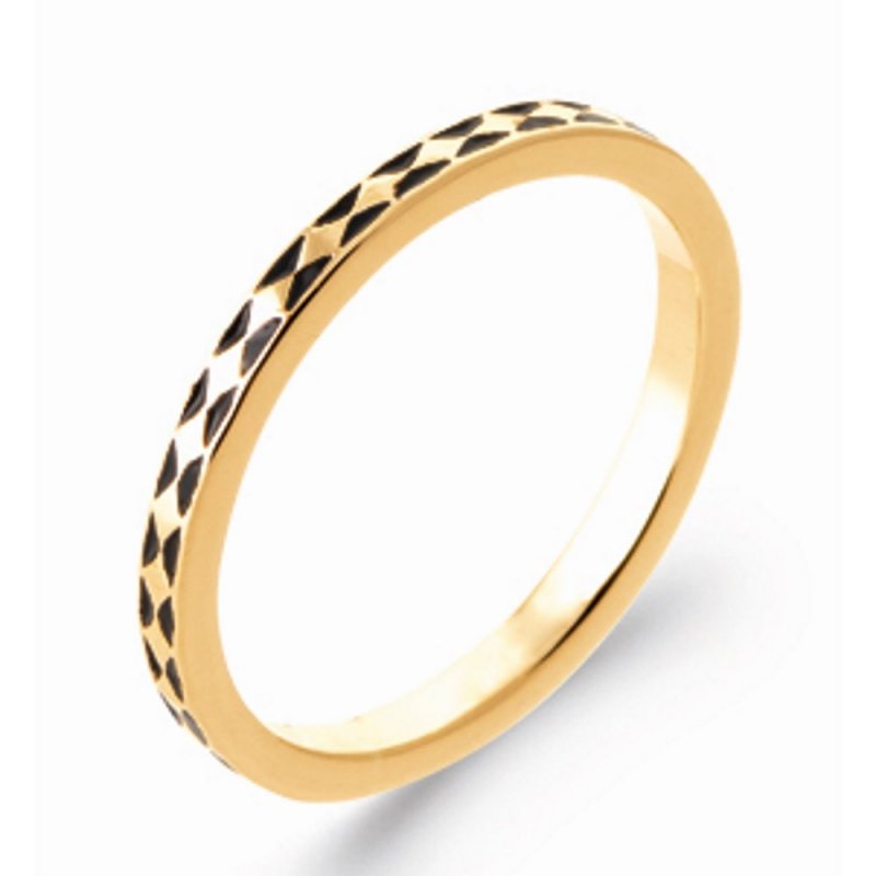 Bague Alliance Plaqué or 750/000 Email Motifs