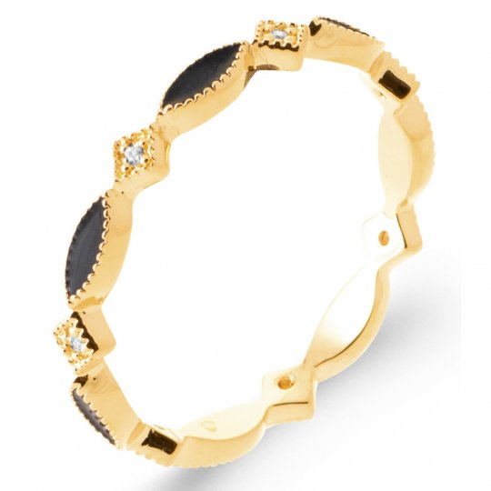 Bague Plaqué or Email Noir...