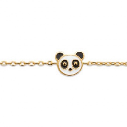 Bracelet Panda Plaqué or 750/000 Email 15cm Enfant