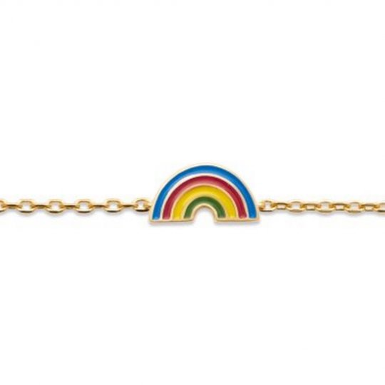 Bracelet Arc en ciel Plaqué or 750/000 Email 15cm Enfant