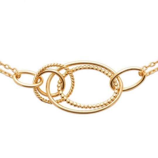 Collier Anneaux entrelacés Plaqué or 750/000 3 Microns 45cm