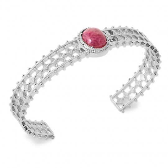 Jonc Ouvert Argent 925/000 rhodié RHODONITE 58mm