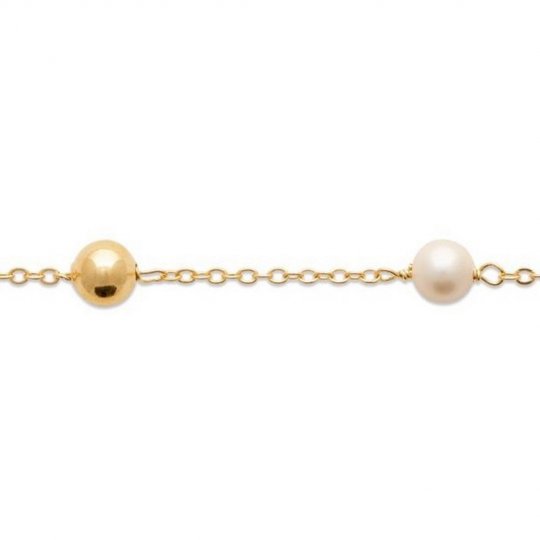Bracelet Marseillais Plaqué or Perles imitation 18cm