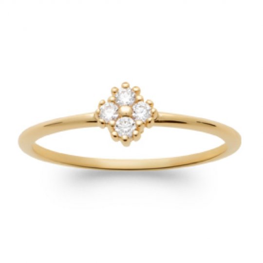 Bague fine 4 Petits Oxydes de zirconium Plaqué or 750
