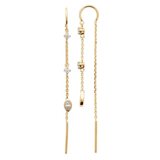 Chaînes d'oreilles Pendantes Plaqué or 750 Oxyde de zirconium
