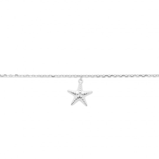 Bracelet de cheville Étoile de mer Argent massif rhodié 25cm