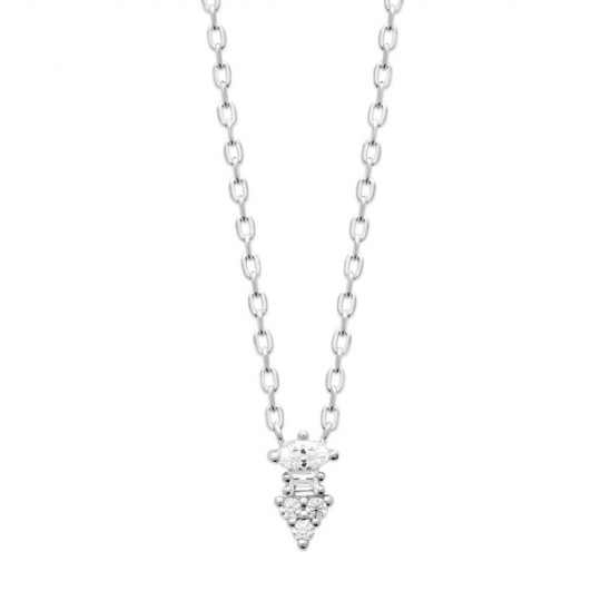 Collier Argent massif 925/000 rhodié Oxyde de zirconium 45cm