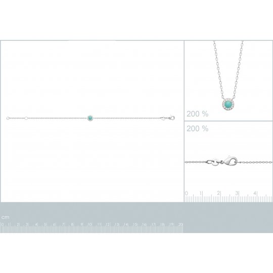 Bracelet Argent rhodié Oxyde de zirconium Agate 18cm