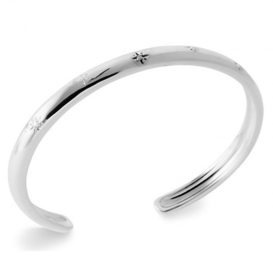 Jonc Ouvert Argent rhodié Oxyde de zirconium 58mm