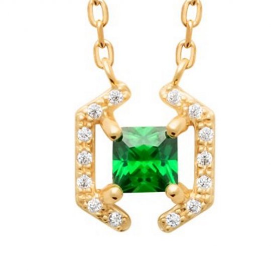Collier Plaqué or Zircones Pierre de synthèse 45cm
