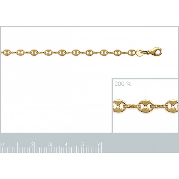 Bracelet chaîne Grain De Café 2mm Plaqué Or - Femme - 18cm