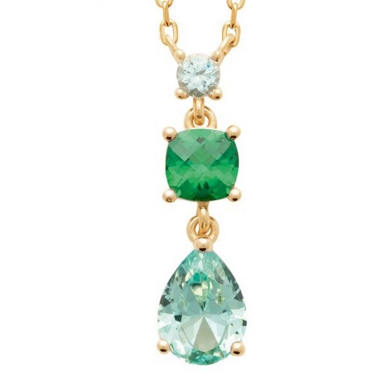Collier Plaqué or Pierre de synthèse 45cm