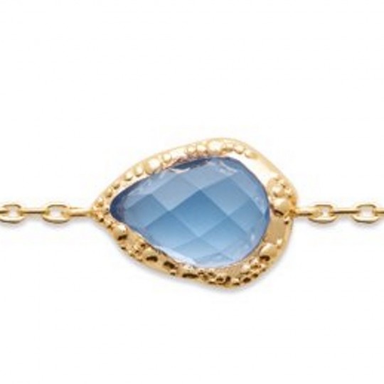Bracelet Plaqué or 750/000 Pierre de synthèse Bleu 18cm