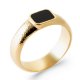 Chevalière Martelée Plaqué or 750/000 Agate Noire Homme
