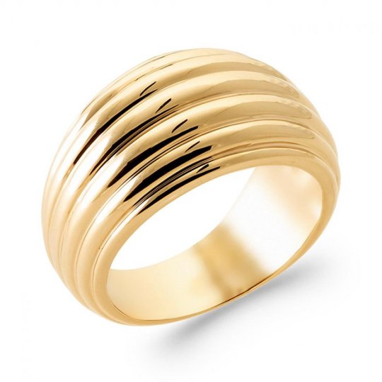 Bague Dôme strié Plaqué or...