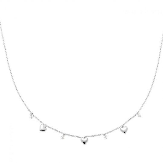 Collier Coeur Argent massif 925/000 rhodié Oxyde de zirconium 45cm