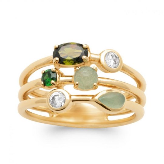 Bague Plaqué or 750/000 Oxyde de zirconium Agate