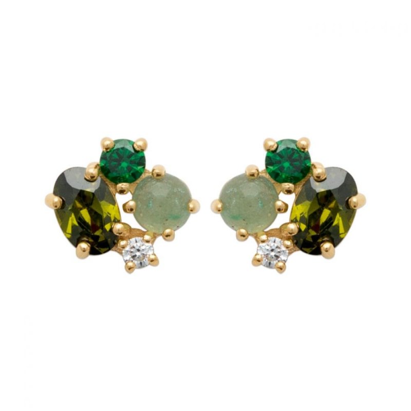 Boucles d'oreilles Plaqué or Oxyde de zirconium Agate