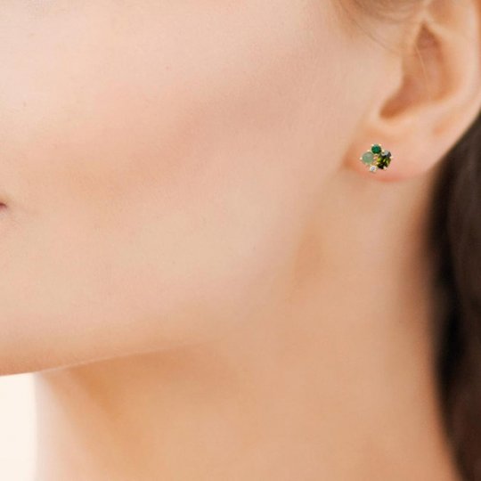 Boucles d'oreilles Plaqué or Oxyde de zirconium Agate