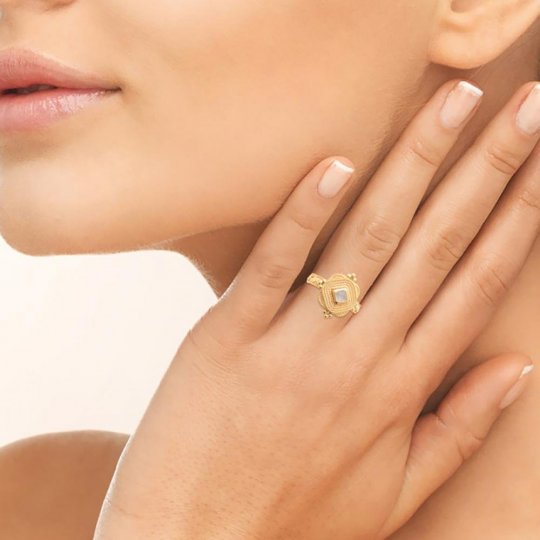 Bague Plaqué or 750/000 Pierre de lune