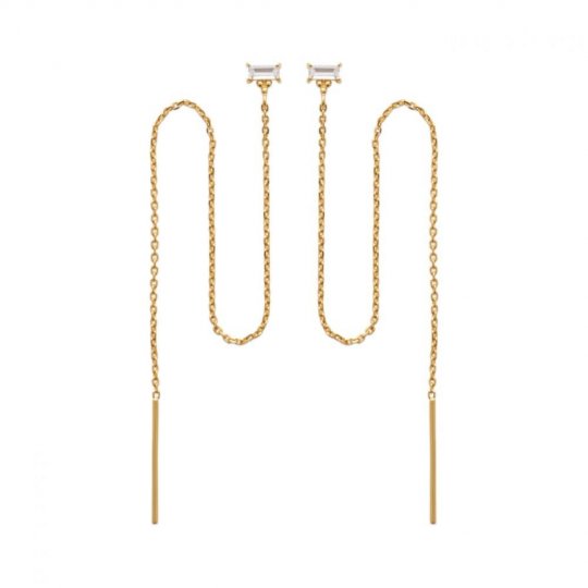 Boucles d'oreilles Traversantes Chaîne Plaqué or Zircones
