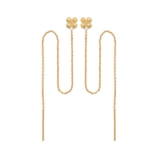 Boucles d'oreilles Traversantes Trèfle Perline Plaqué or