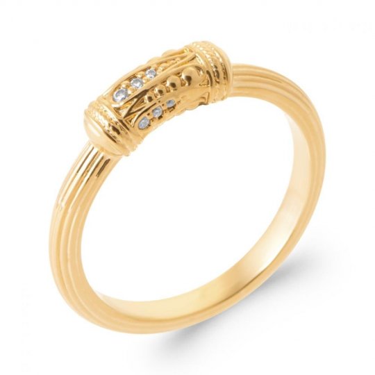 Bague Capsule Intemporelle Plaqué or 750/000 5 Microns Oxyde de zirconium