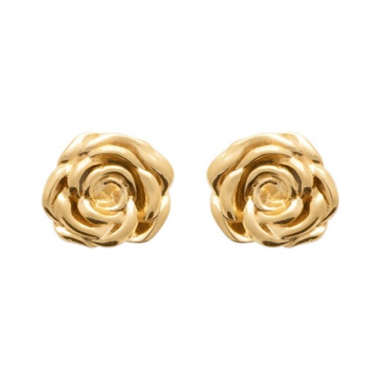 Boucles d'oreilles Fleur Rose Plaqué or 750/000 3 Microns