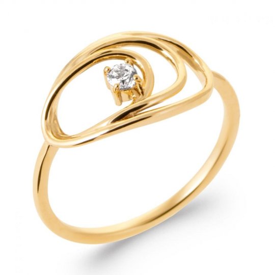 Bague Ovales Plats Plaqué or 750/000 5 Microns Oxyde de zirconium