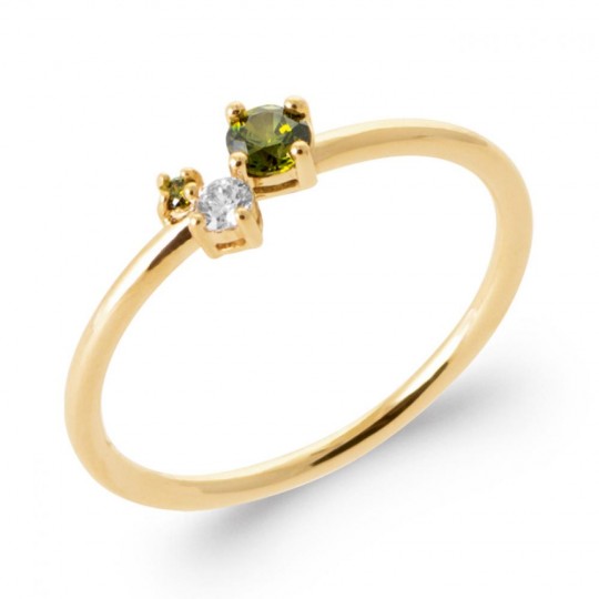 Bague Plaqué or Oxyde de...