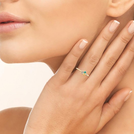 Bague Labradorite Oxyde de zirconium Plaqué or